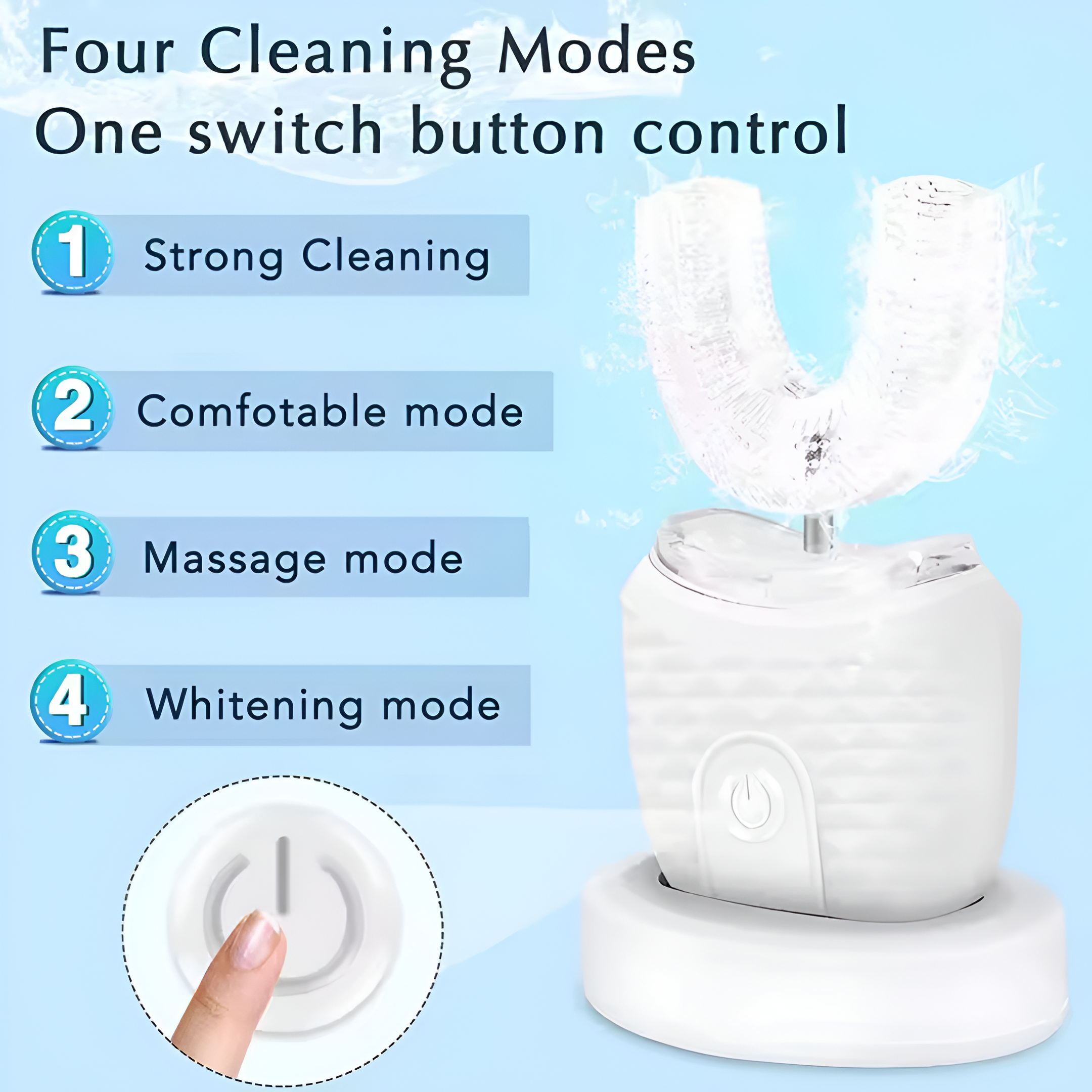 WaveBrush Cepillo Dental Sónico con Cabezal en U de Silicona – Carga USB y Tecnología 360º